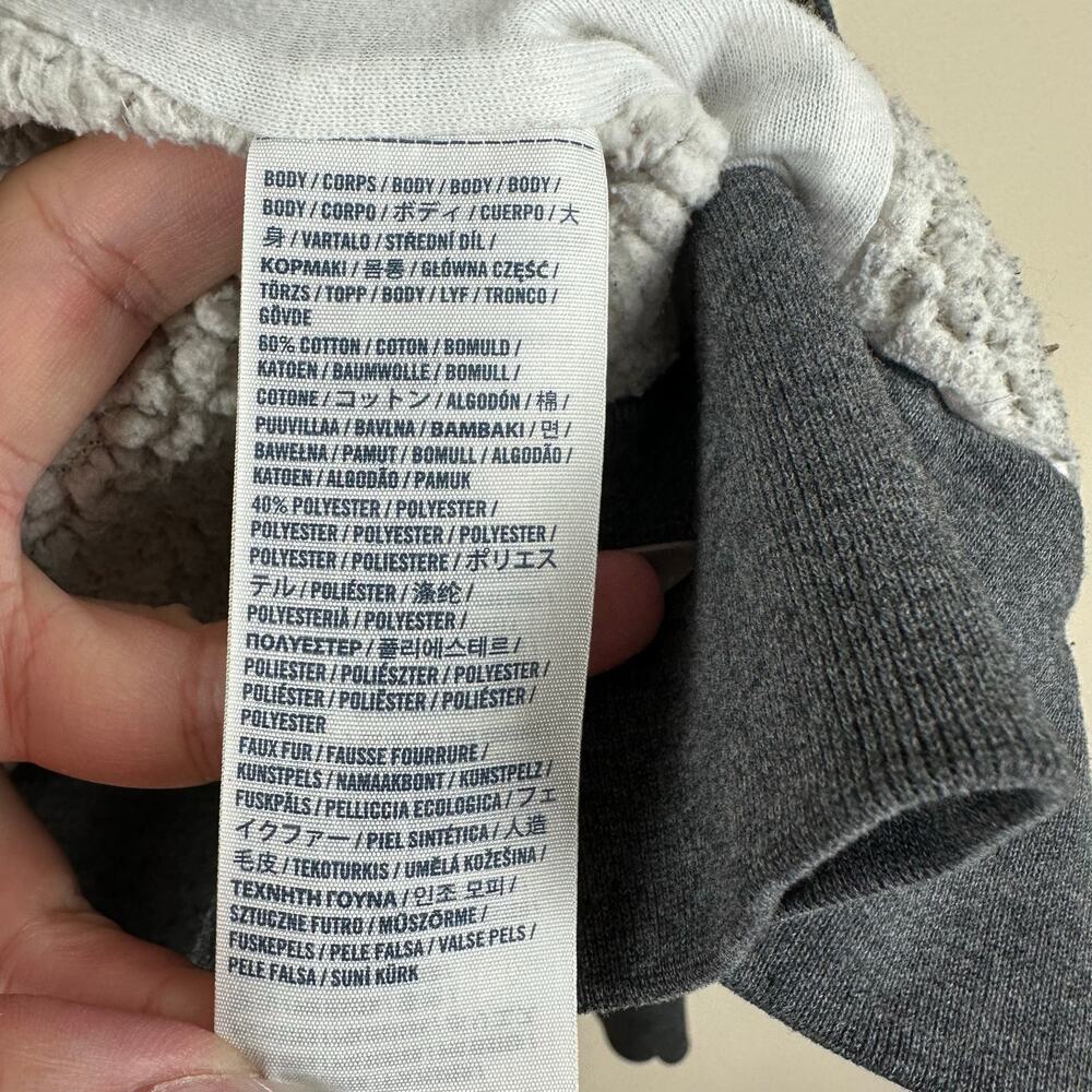 Abercrombie Kids Sherpa‎ Lined Zip Hoodie Jacket Gray XL Y2K Spellout Retro - Picture 7 of 10